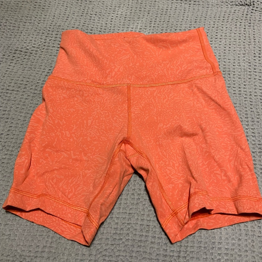 lululemon athletica Orange High-Rise Bike Shorts